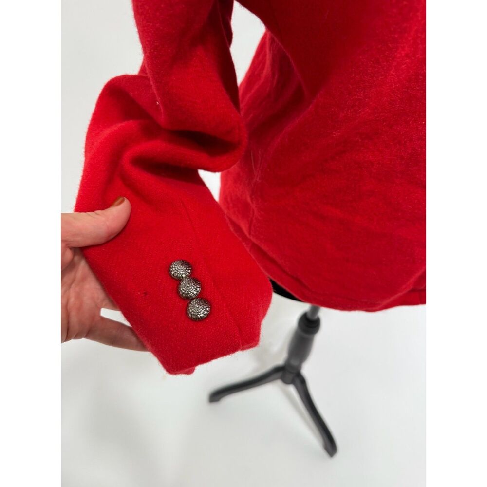 vintage red wool mandarin collar blazer w/ silver buttons - Picture 5 of 10